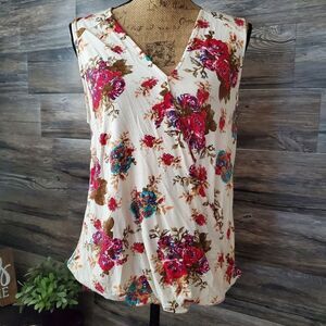 Olivia Moon Floral Blouse Bright Flowey Top, Women's Size Small